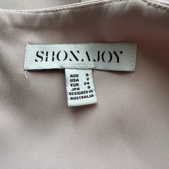 Shona Joy Dress Size 2 Midi Tulip Pink Core Long Ruched Cocktail Bridesmaid Ac2 - Picture 7 of 7